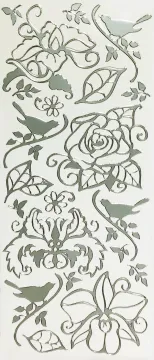 Flowers & Birds Peel Off Stickers - Silver
